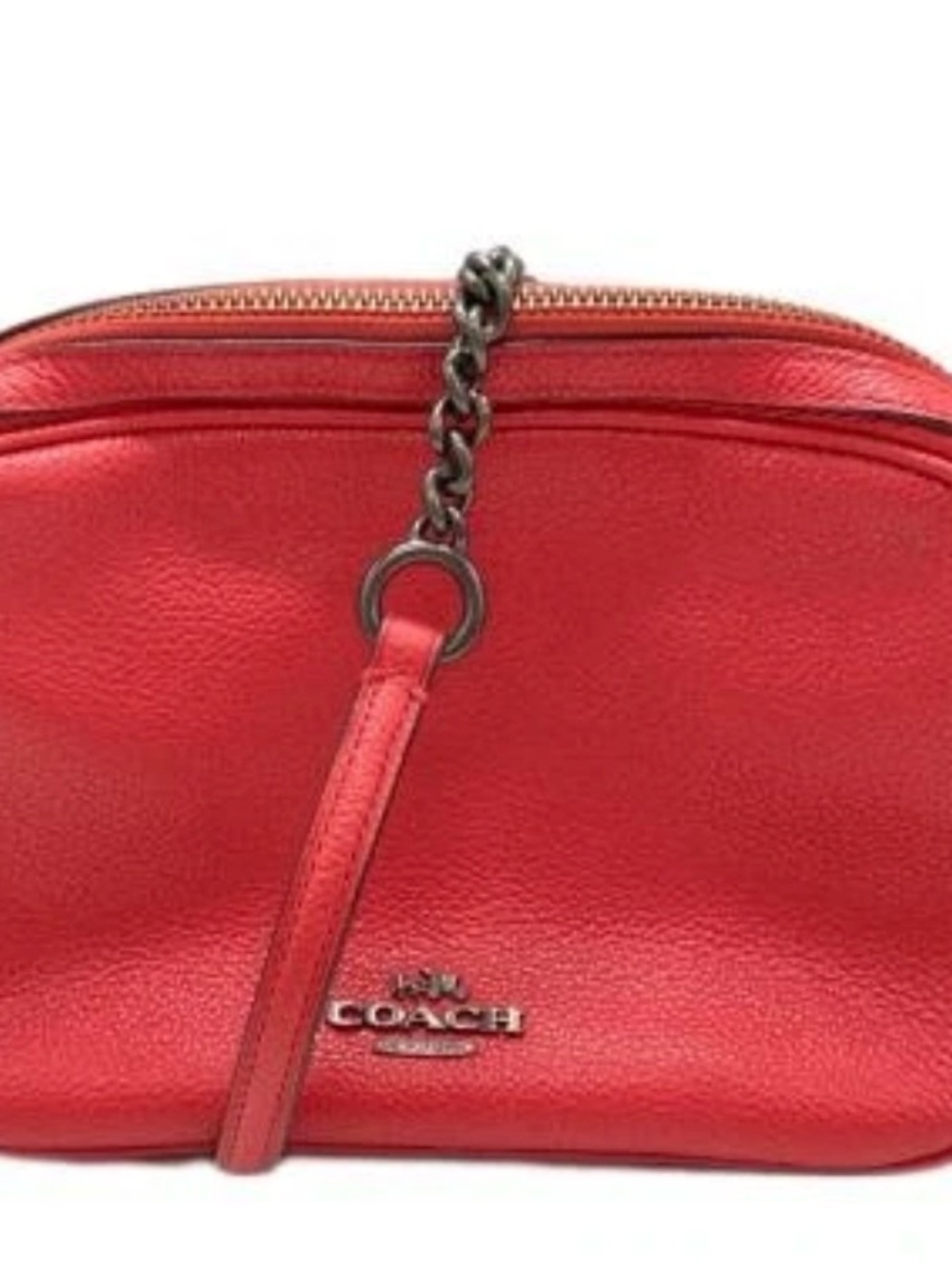 Coach F25922 Pebbled Leather red isa chain Crossbody Bag w/dust bag